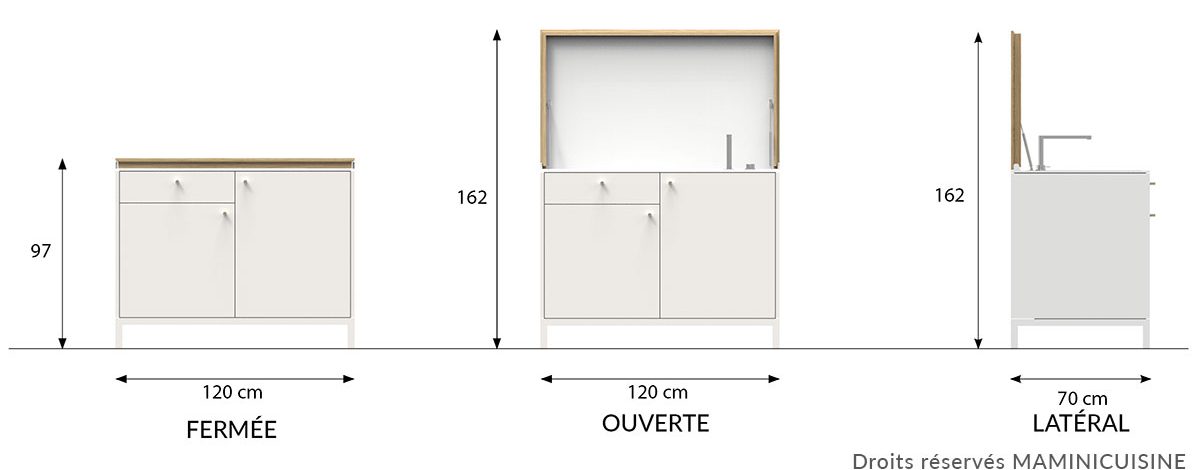Dimensions petite cuisine équipée fabriquée en France